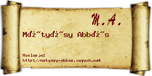 Mátyásy Abbás névjegykártya